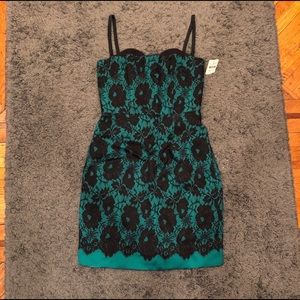 NEW Teal and Black Lace Cocktail Dress